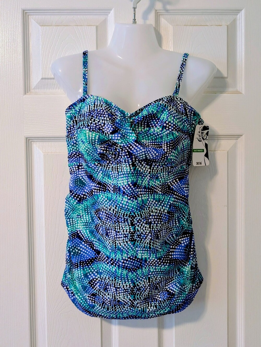 $5 SUMMER SALE! Christina Blue Teal Dotted Tankini Top